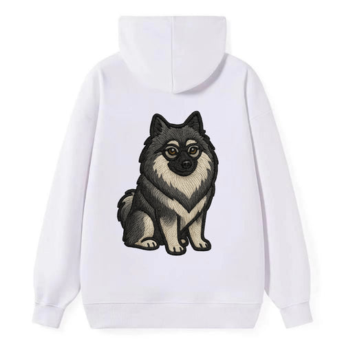 Keeshond - Gray and black spectacles embroidered design - Classic Pullover Hoodie
