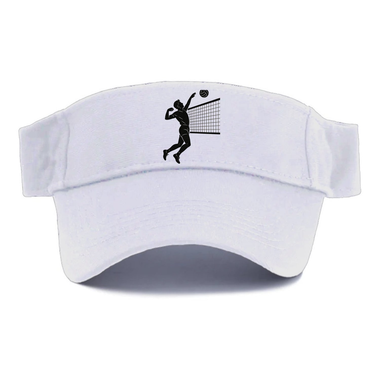Volleyball player spiking at the net - Visor - White