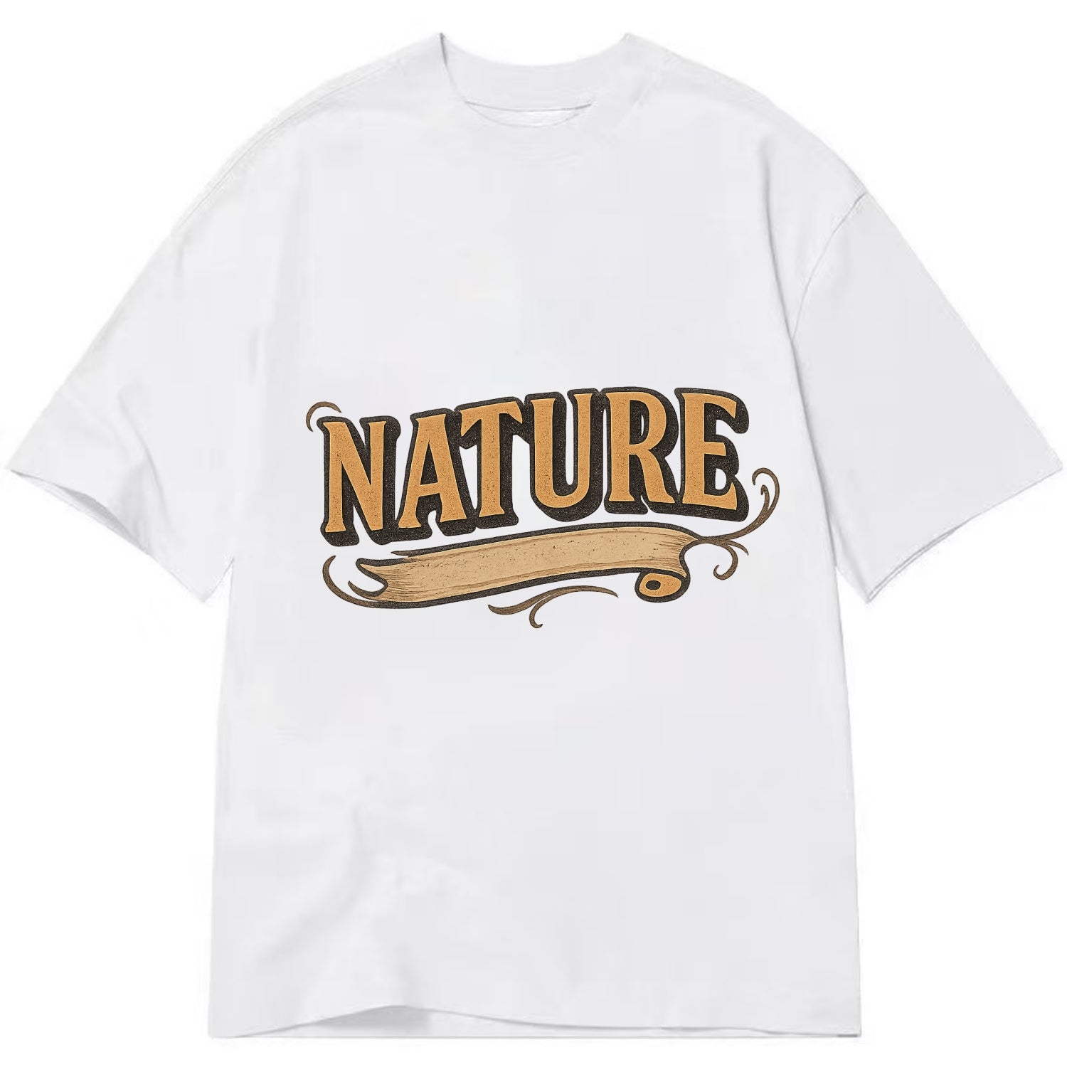 Bold typography design - "NATURE" - natural world, organic - Classic T-shirt - White