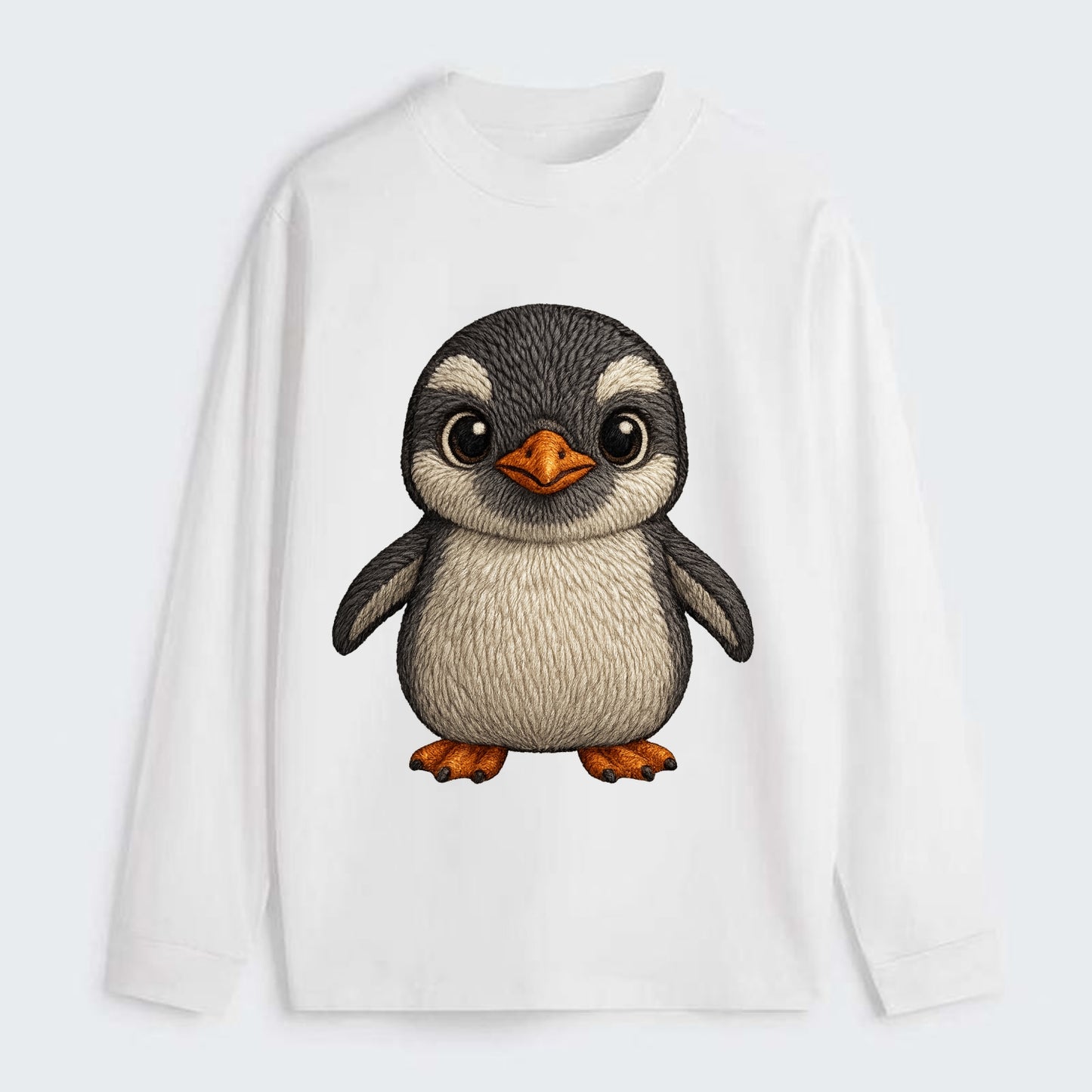 Baby Gentoo Penguin - orange beak, white cap, bright eyes, - Classic Long Sleeve Shirt - White