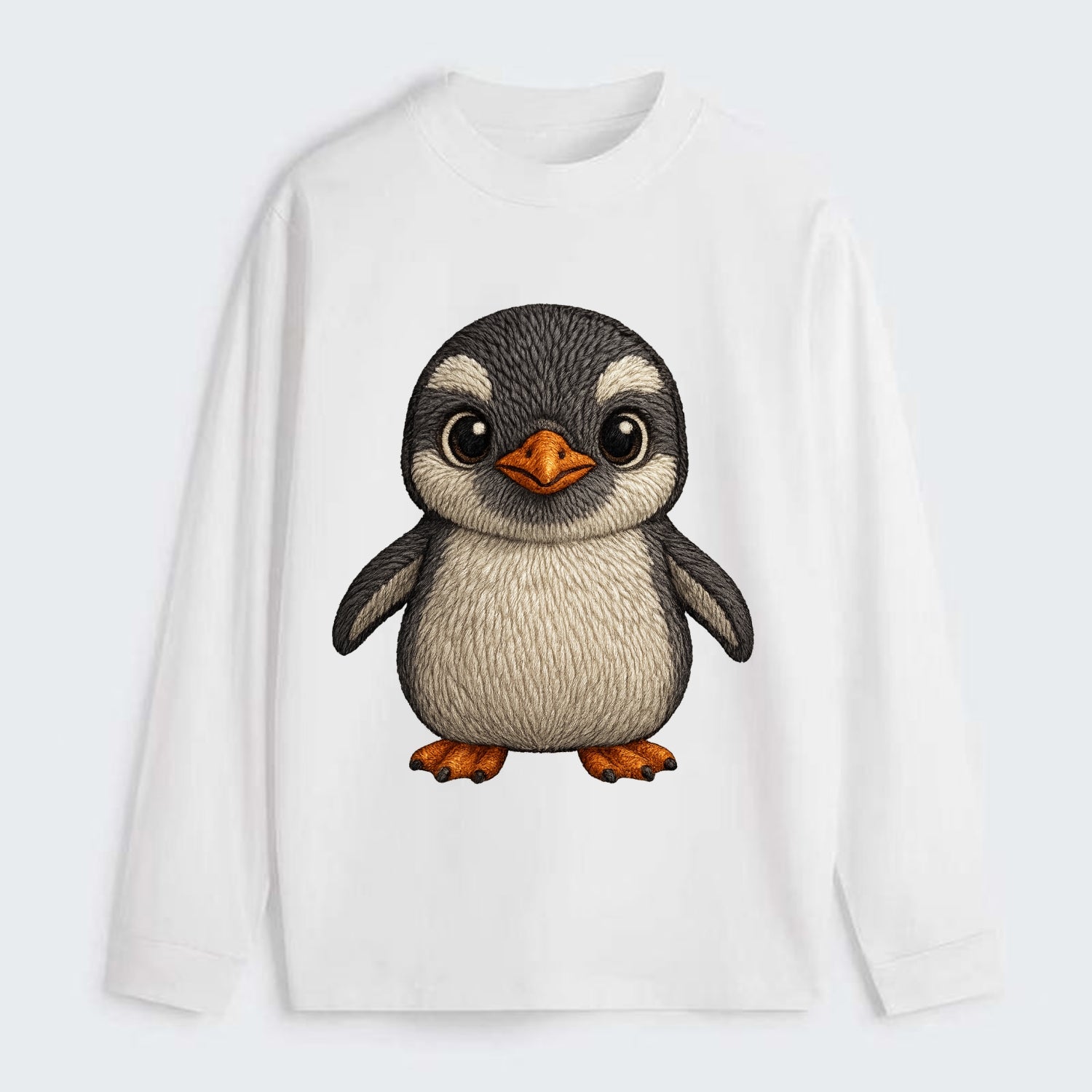 Baby Gentoo Penguin - orange beak, white cap, bright eyes, - Classic Long Sleeve Shirt - White