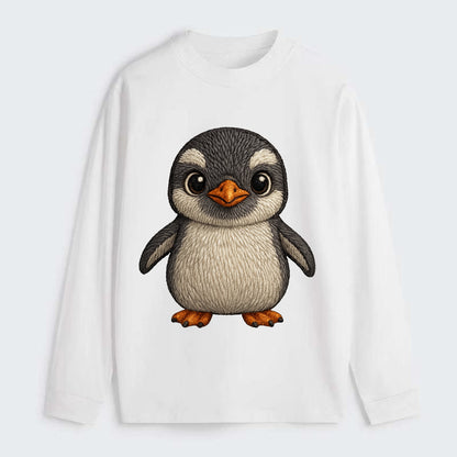 Baby Gentoo Penguin - orange beak, white cap, bright eyes, - Classic Long Sleeve Shirt - White