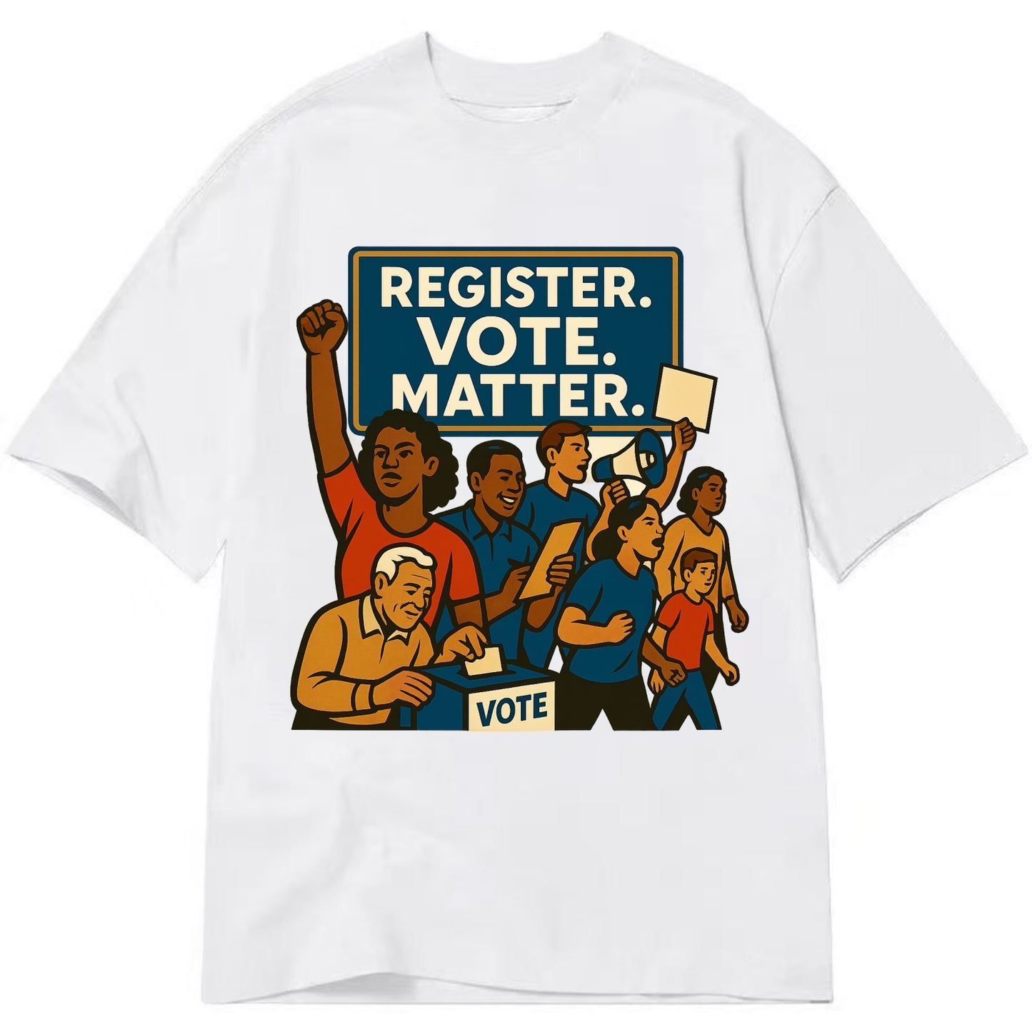 Voter registration drive bringing community together - "Register. Vote. Matter." - Classic T-shirt - White
