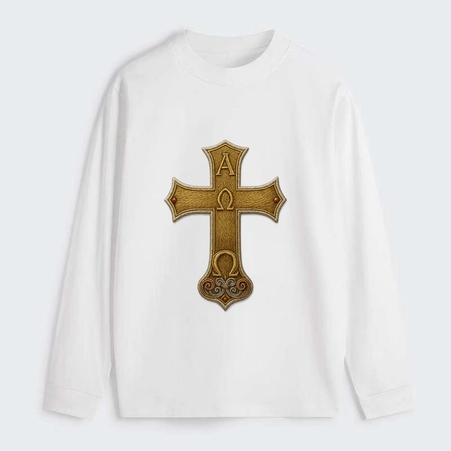 Alpha Omega Cross  - Classic Long Sleeve Shirt - White