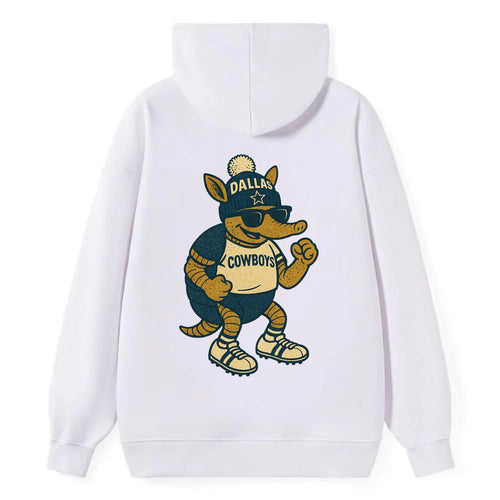 Dallas Armadillo wearing Cowboys beanie with lone star patch and wayfarer - Classic Pullover Hoodie