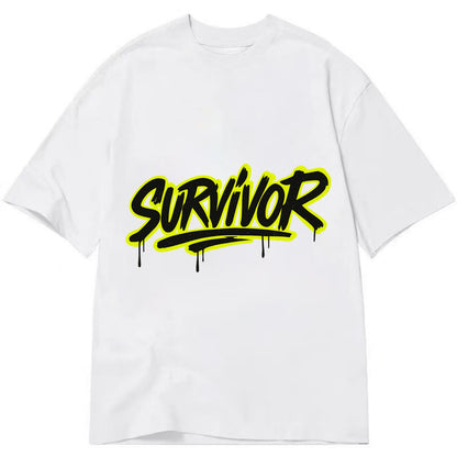 Bold typography design - "SURVIVOR" - overcomer, still standing, made it through - Classic T-shirt - White