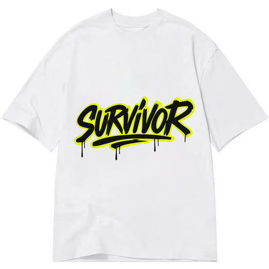 Bold typography design - "SURVIVOR" - overcomer, still standing, made it through - Classic T-shirt - White