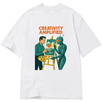 Artist and AI creating beautiful masterpiece together - "Creativity Amplified" - - Classic T-shirt - White