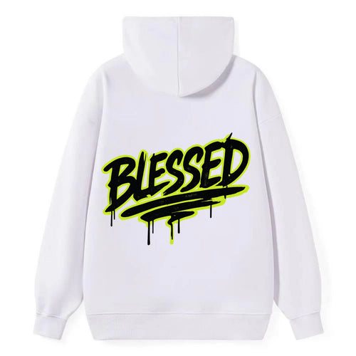 Bold typography design - BLESSED - recognizing good fortune, abundance - Classic Pullover Hoodie