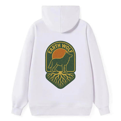 Earth Wolf Roots  - Classic Pullover Hoodie - White