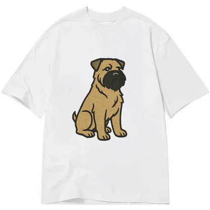 Bouvier des Flandres - Fawn rough coat embroidered design - Classic T-shirt - White