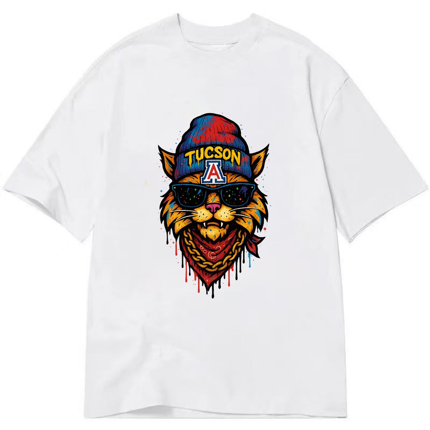 Tucson Wildcat wearing Arizona beanie with A patch - Classic T-shirt - White
