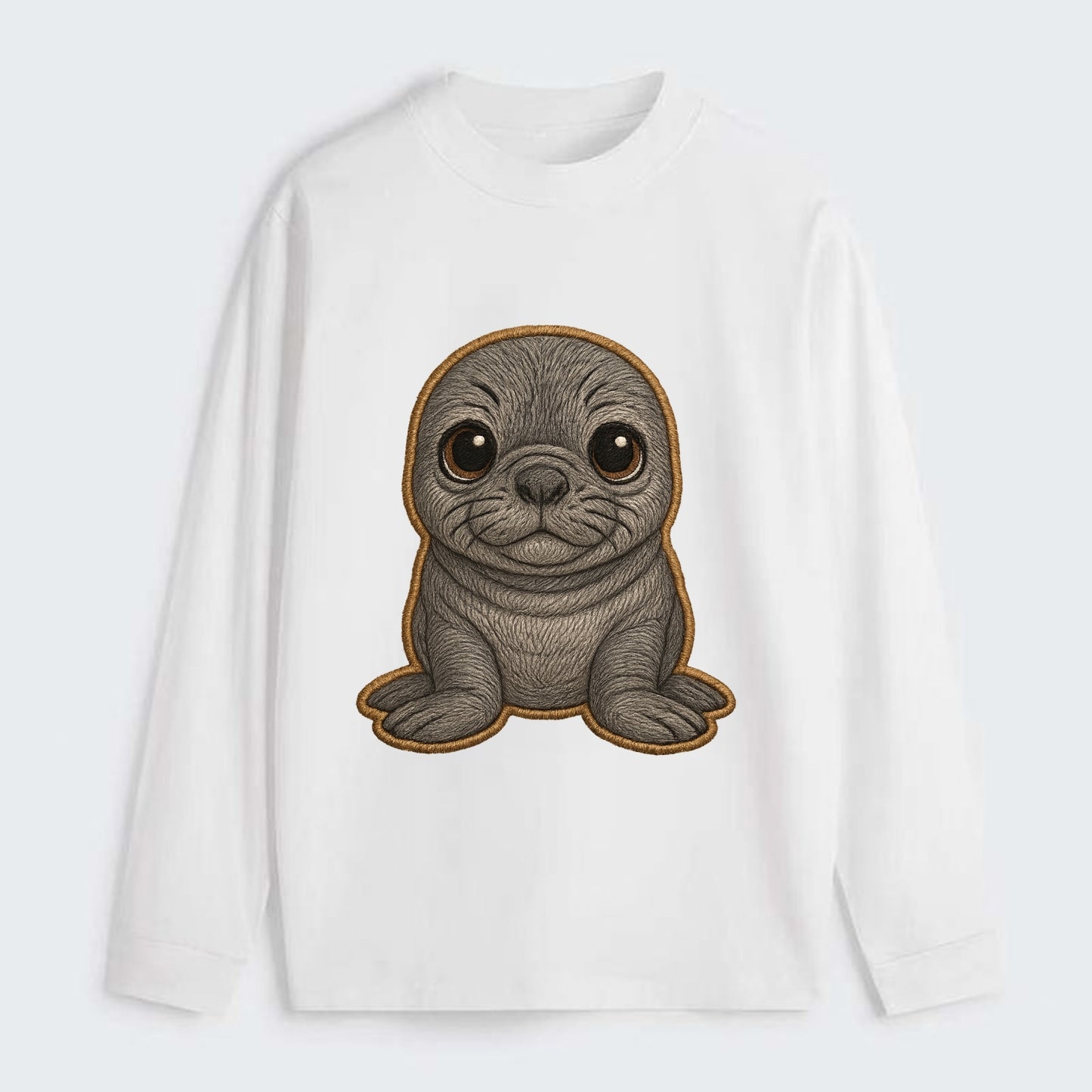 Baby Elephant Seal - gray wrinkly, tiny trunk nose, big dark eyes, - Classic Long Sleeve Shirt - White