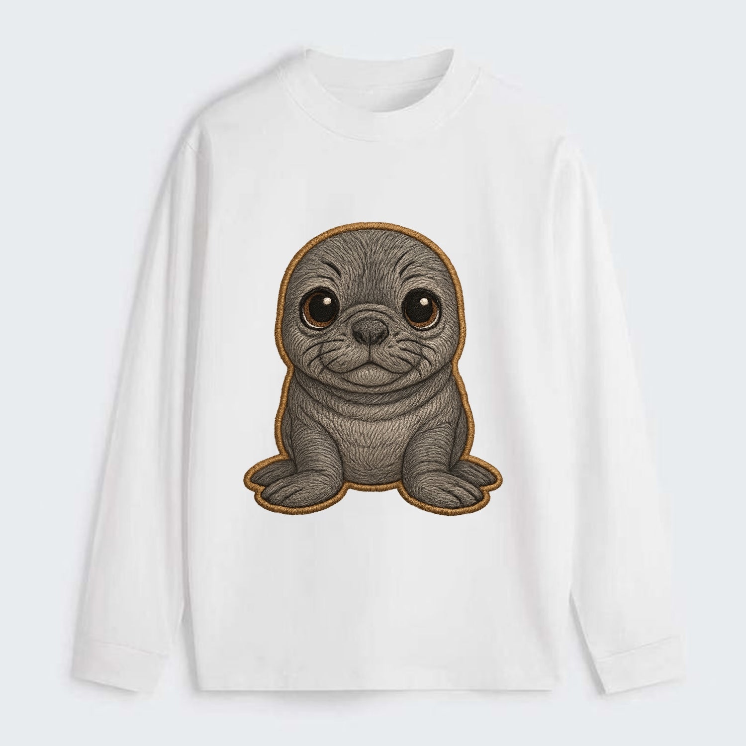 Baby Elephant Seal - gray wrinkly, tiny trunk nose, big dark eyes, - Classic Long Sleeve Shirt - White