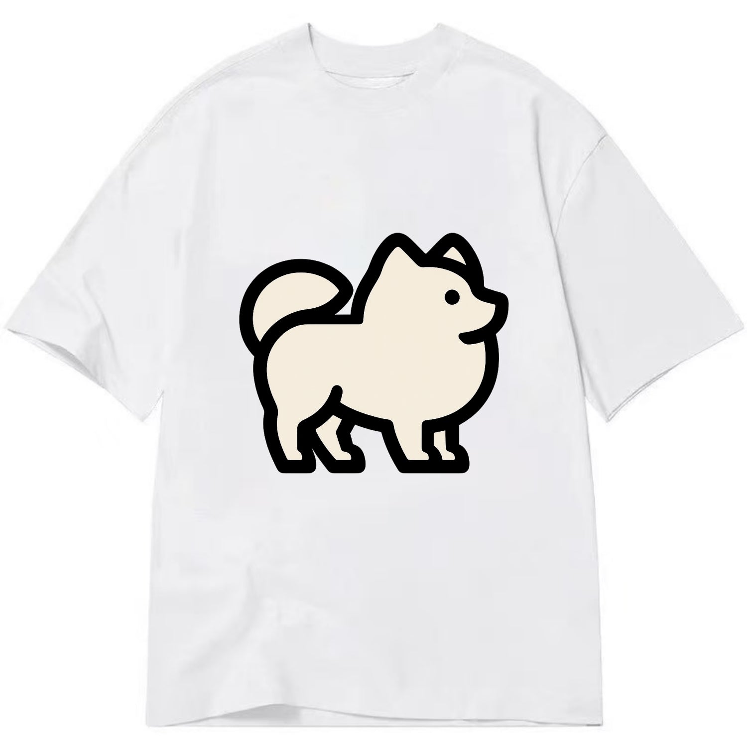 Pomeranian - Modern tiny fluffy logo wit - Classic T-shirt - White