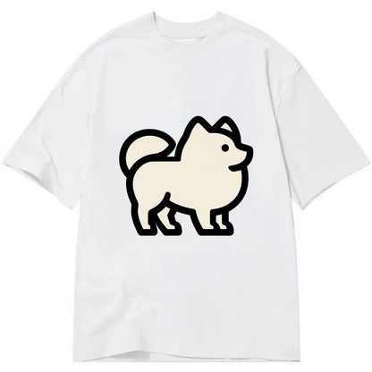 Pomeranian - Modern tiny fluffy logo wit - Classic T-shirt - White