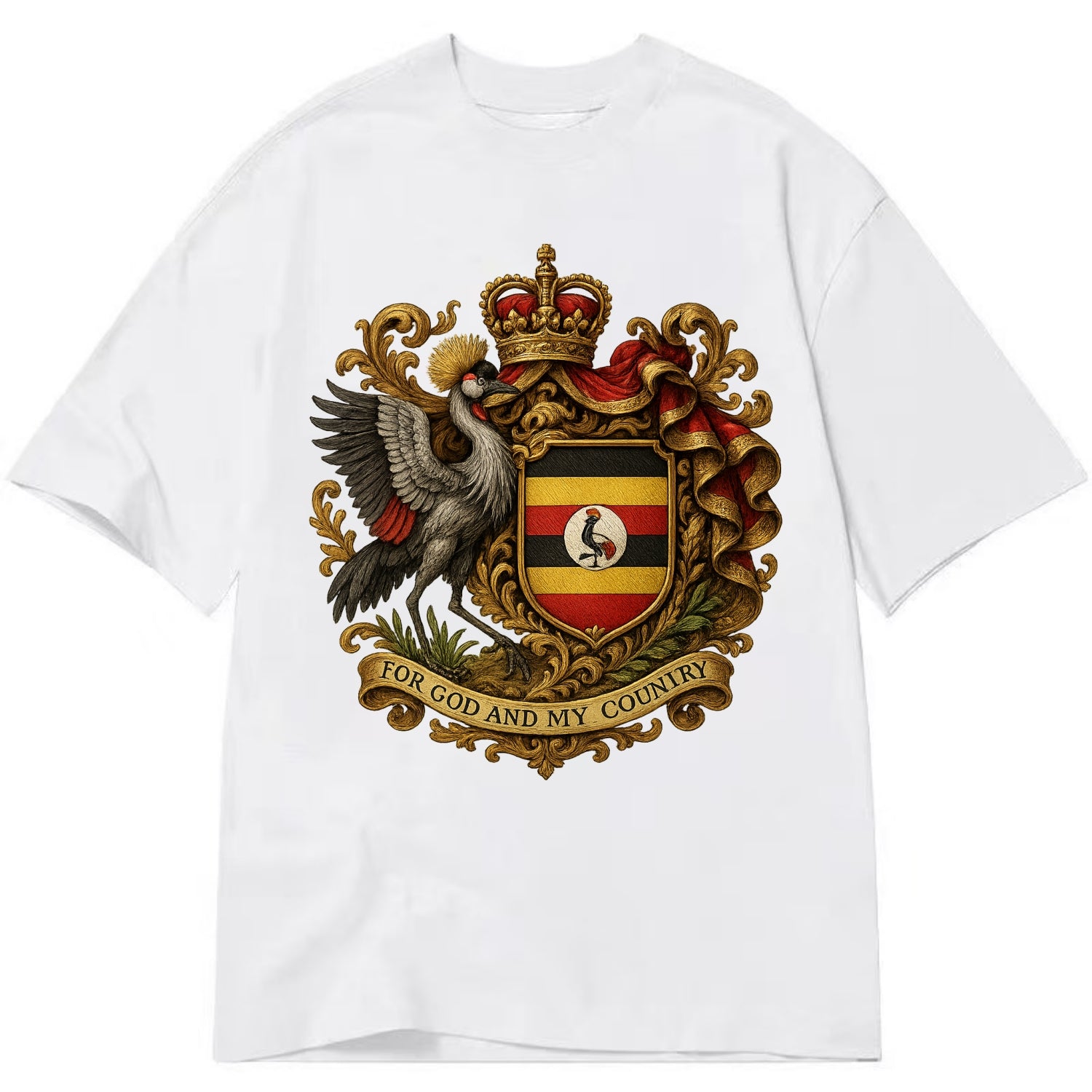 Uganda Crested Crane Emblem  - Classic T-shirt - White