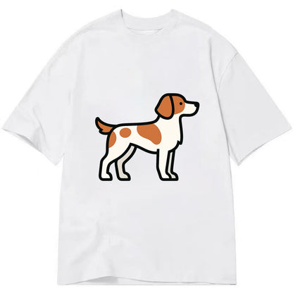 Brittany Spaniel - Orange and white flat side profile - Classic T-shirt - White