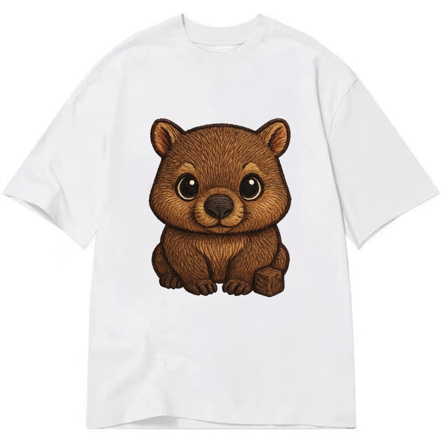 Baby Wombat - brown fur, square nose, small ears, dark eyes, front-facing, cube - Classic T-shirt - White