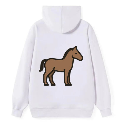 Horse - Brown standing pose flat side profile - Classic Pullover Hoodie - White