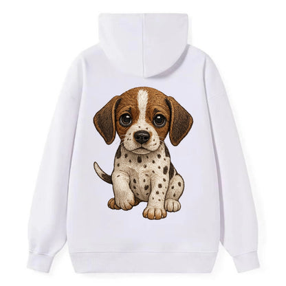 Baby Pointer Puppy - spotted coat, noble stance, alert eyes, - Classic Pullover Hoodie - White
