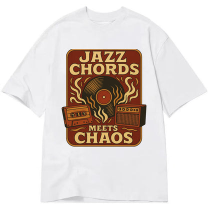 Jazz chords with hyperpop energy - "Jazz Meets Chaos" - unexpected fusion - Classic T-shirt - White