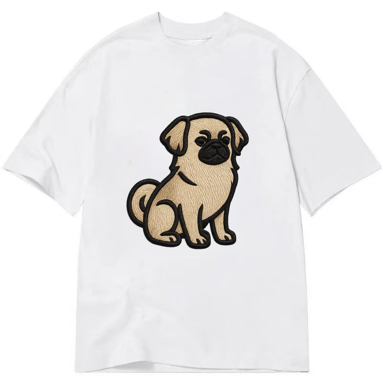 Tibetan Spaniel - Fawn small dog embroid - Classic T-shirt - White