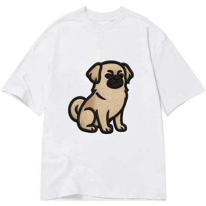Tibetan Spaniel - Fawn small dog embroid - Classic T-shirt - White