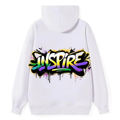 Bold typography design - "INSPIRE" - motivating others, being the spark - Classic Pullover Hoodie - White