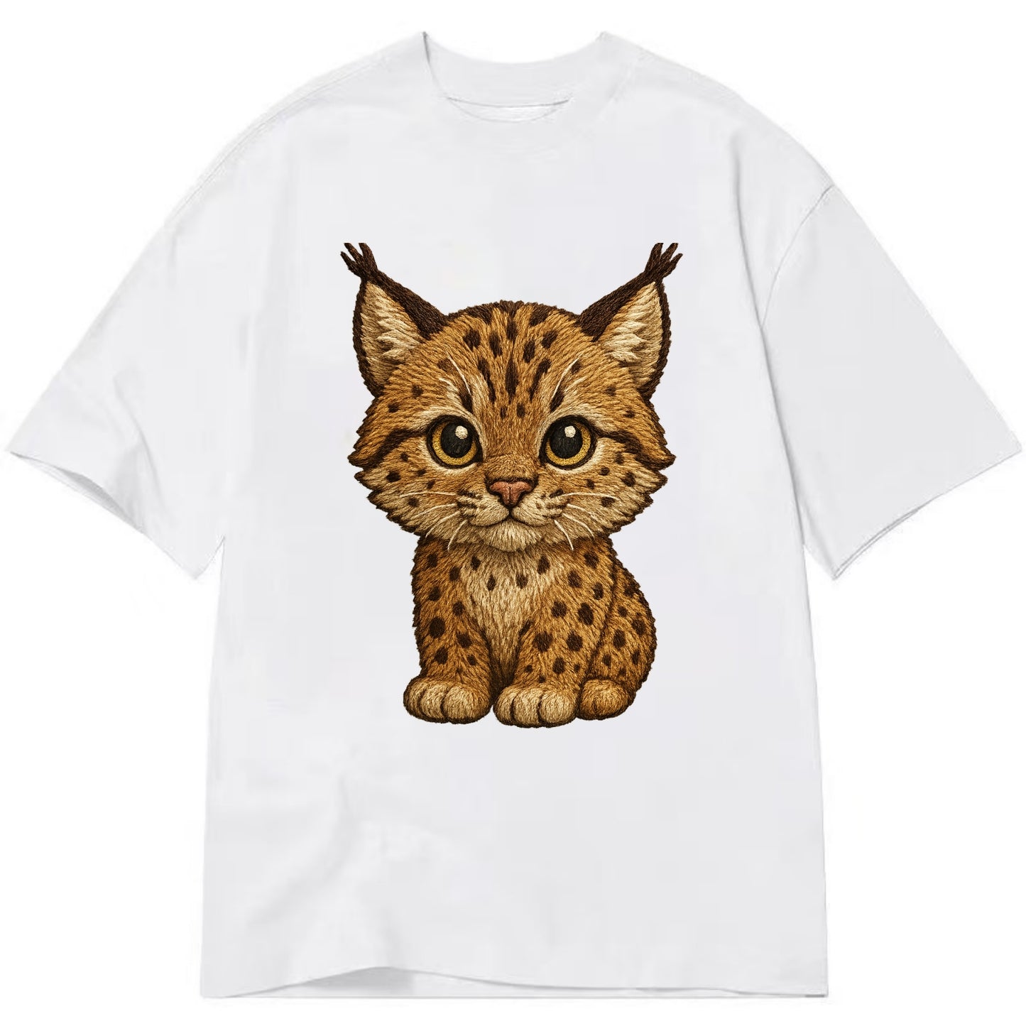 Baby Lynx Cub - tufted ears, spotted fur, golden eyes, front-facing, wild baby - Classic T-shirt - White