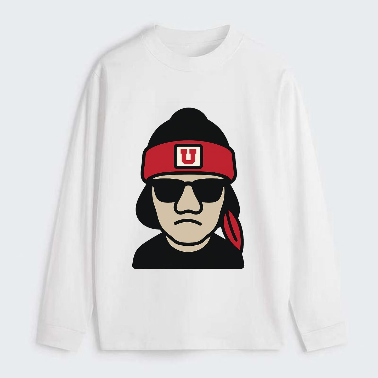 Salt Lake Ute wearing Utah beanie with U patch - Classic Long Sleeve Shirt - White