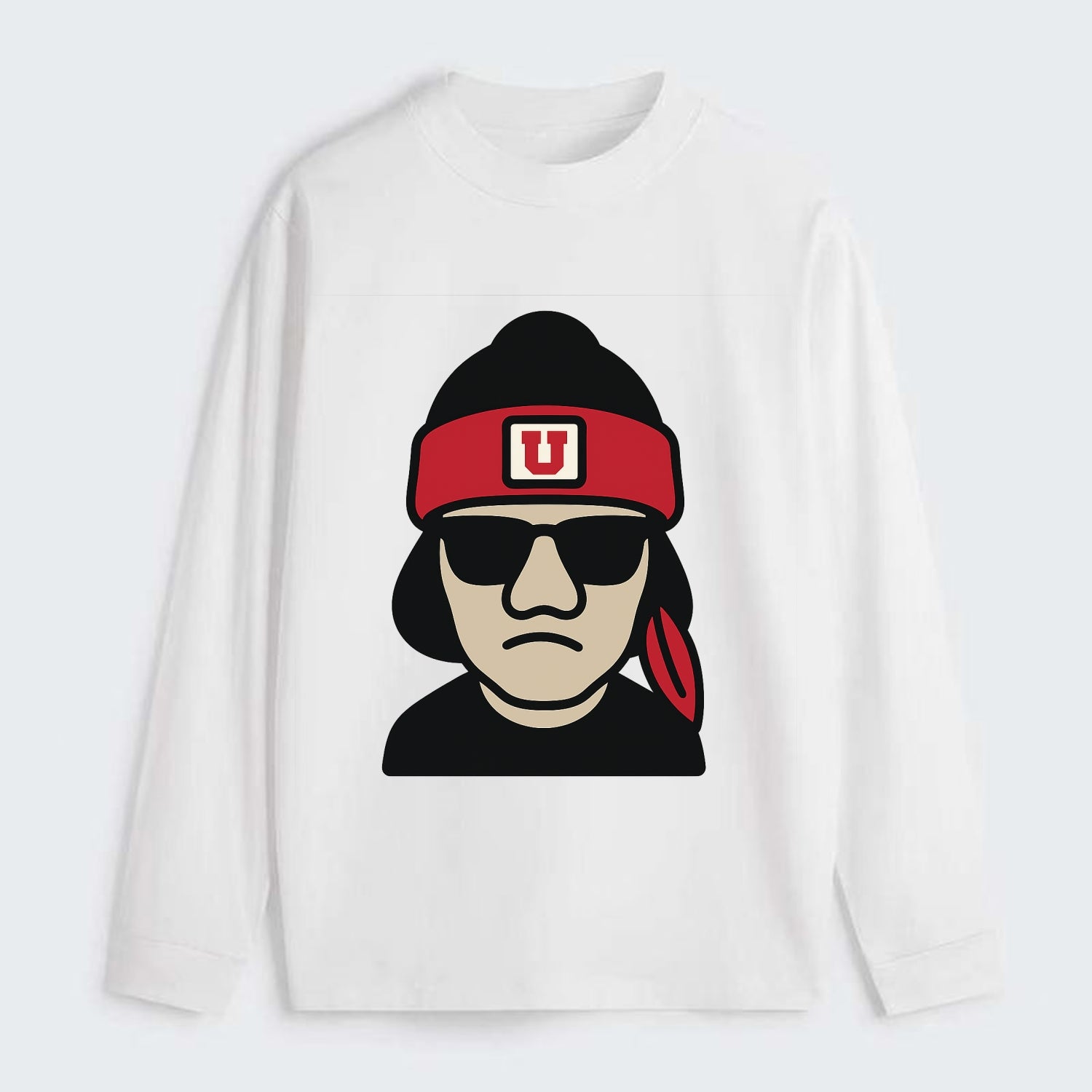 Salt Lake Ute wearing Utah beanie with U patch - Classic Long Sleeve Shirt - White