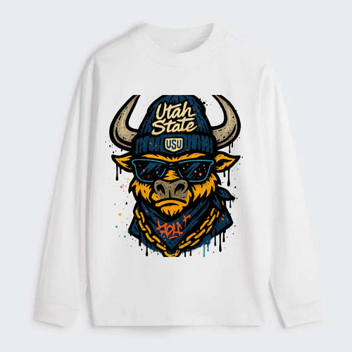 Logan Aggie wearing Utah State beanie with USU patch - Classic Long Sleeve Shirt