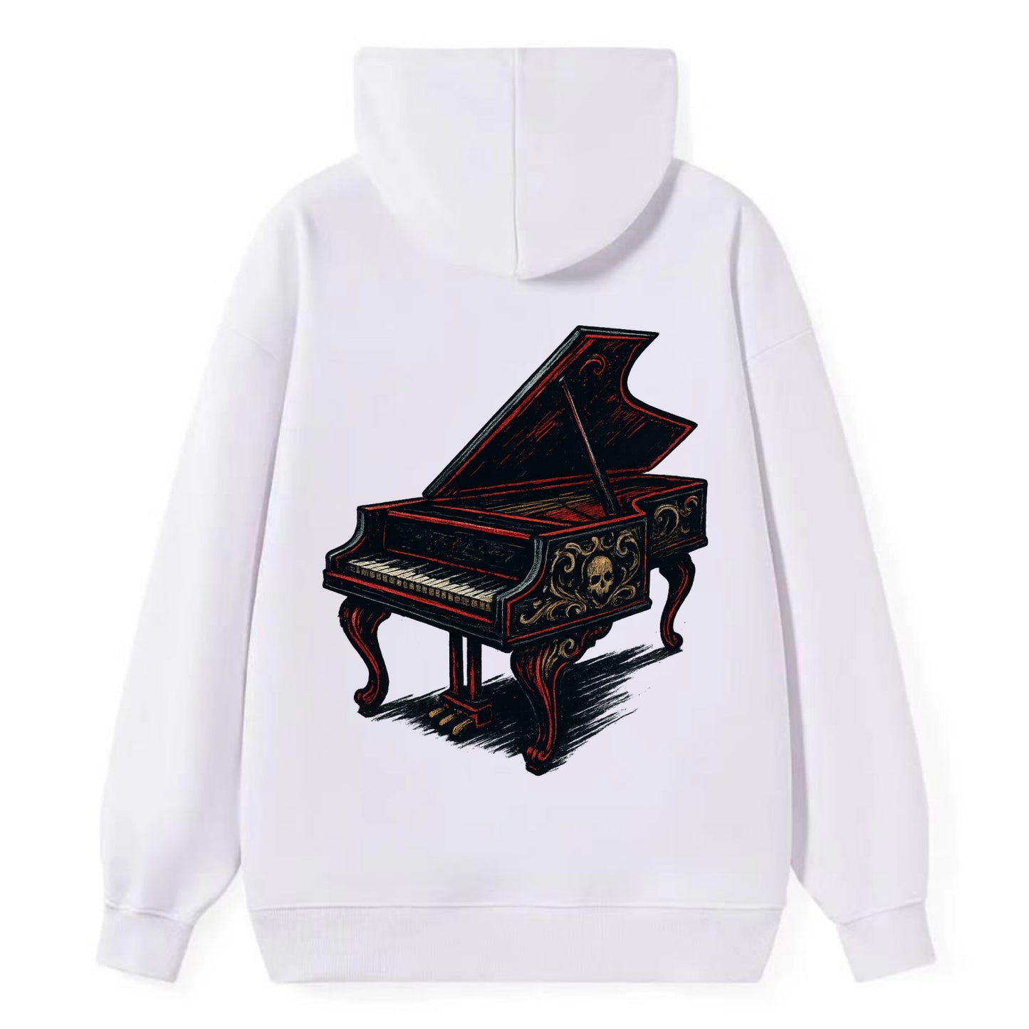 Harpsichord with baroque decorative styling - Classic Pullover Hoodie - White
