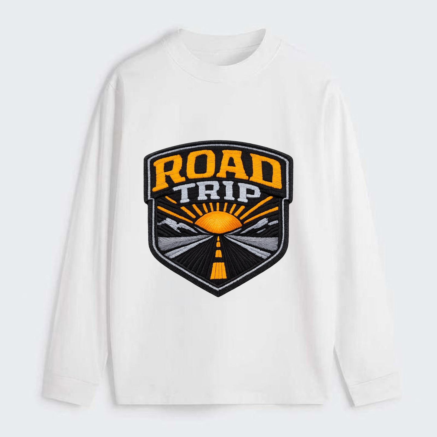 ROAD TRIP - highway and sun in orange and gray , open road - Classic Long Sleeve Shirt - White