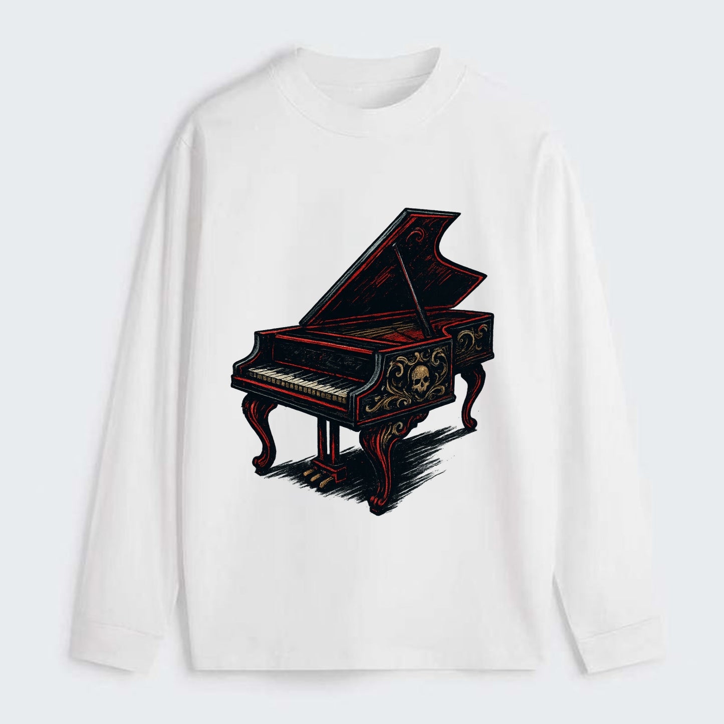 Harpsichord with baroque decorative styling - Classic Long Sleeve Shirt - White