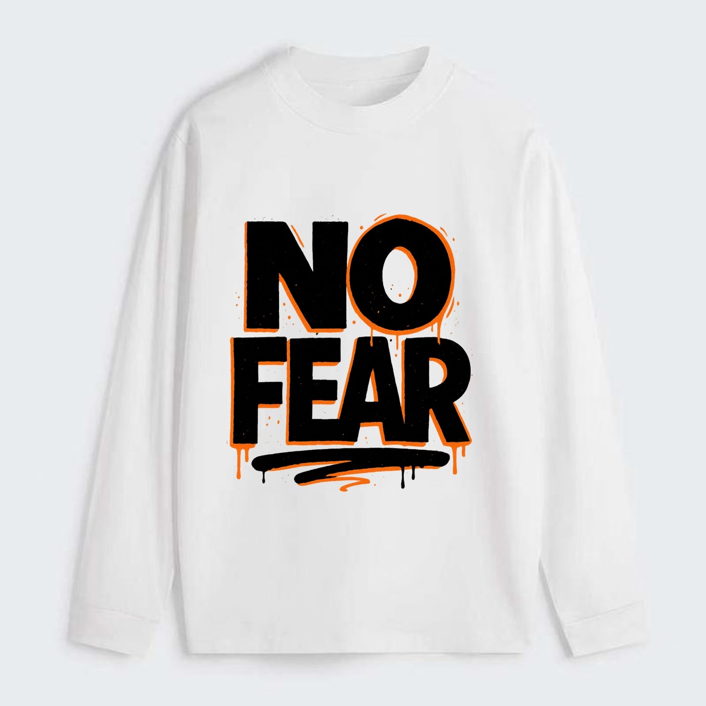 Bold typography design - "NO FEAR" - courage, bravery - Classic Long Sleeve Shirt - White