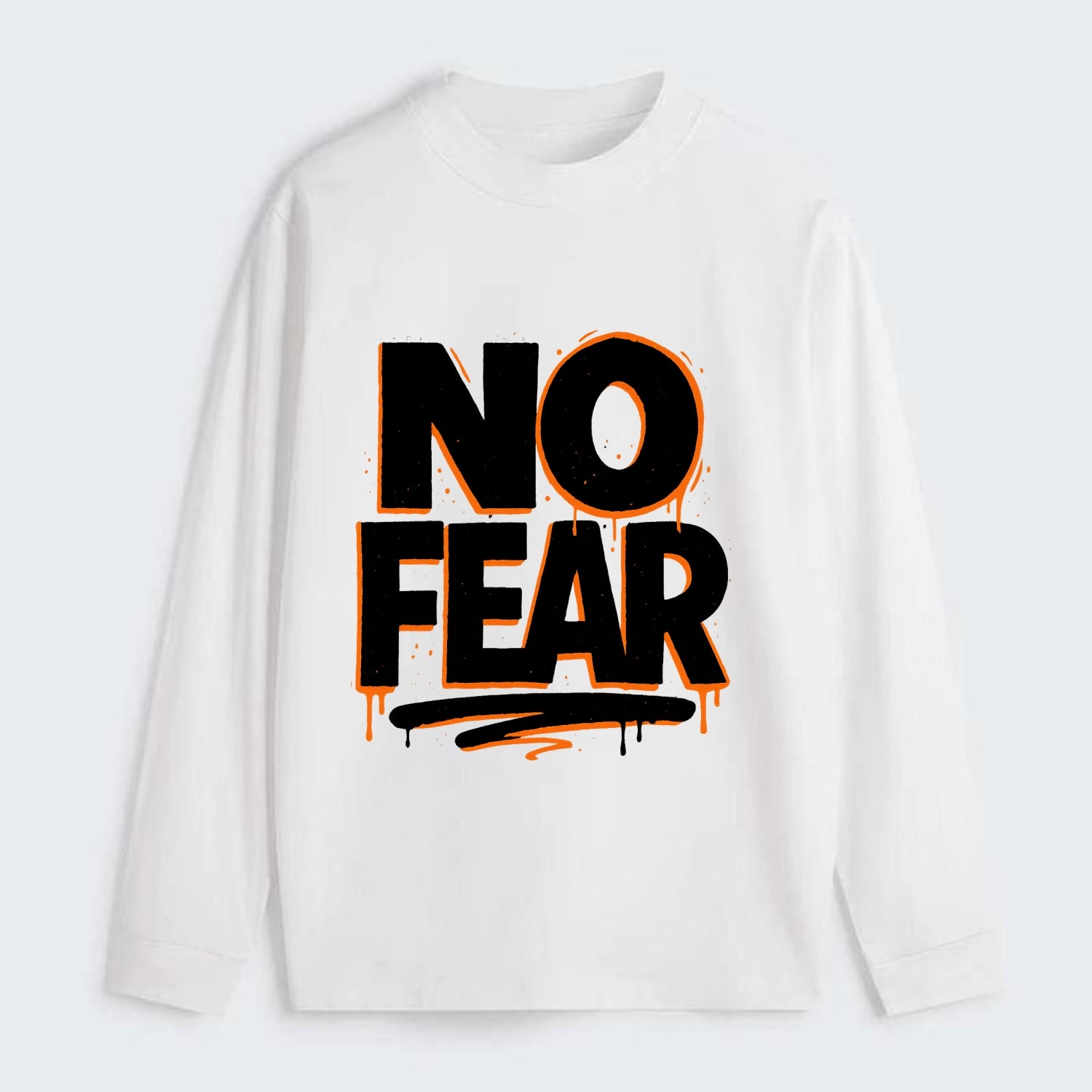Bold typography design - "NO FEAR" - courage, bravery - Classic Long Sleeve Shirt - White
