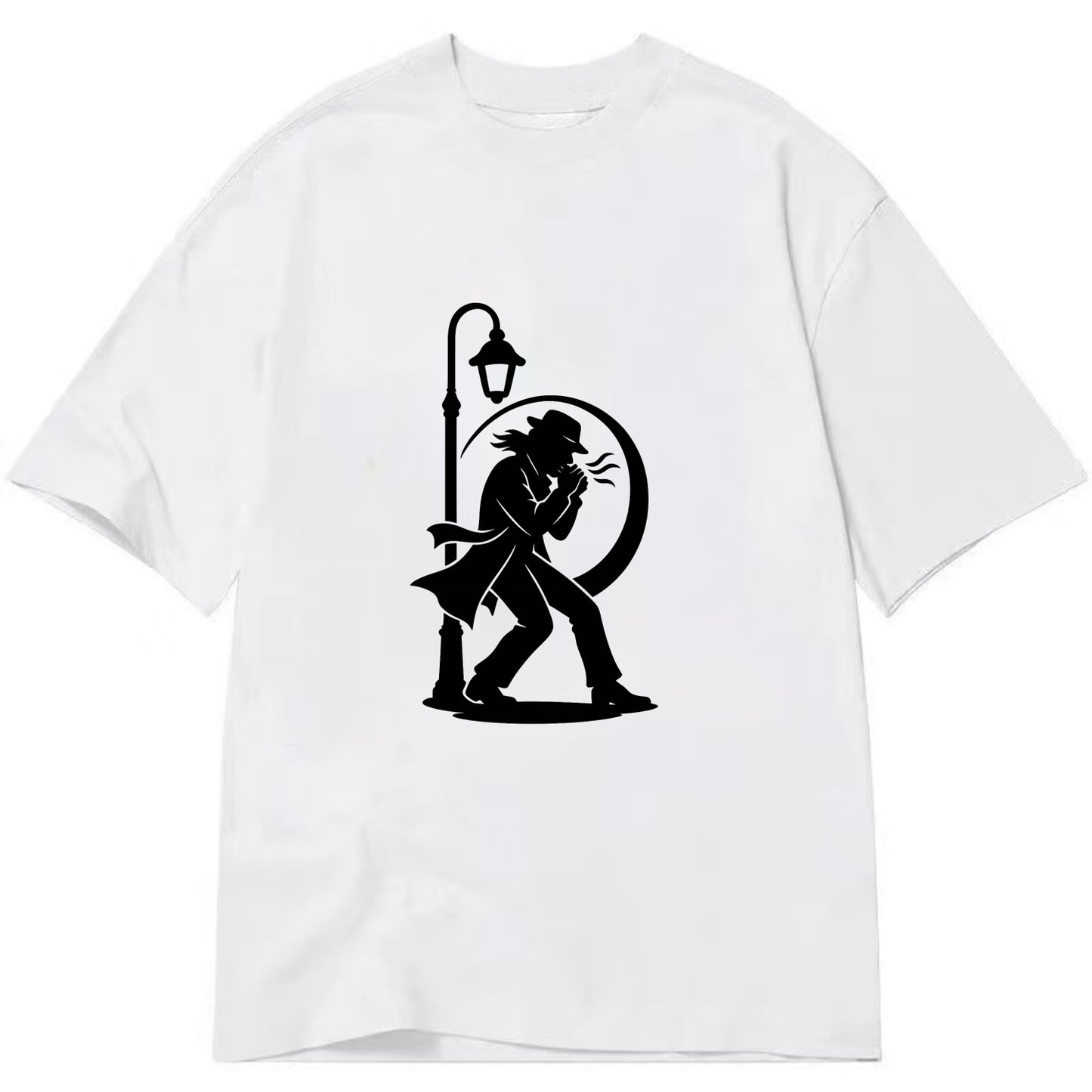 Blues harmonica player under streetlight - Classic T-shirt - White