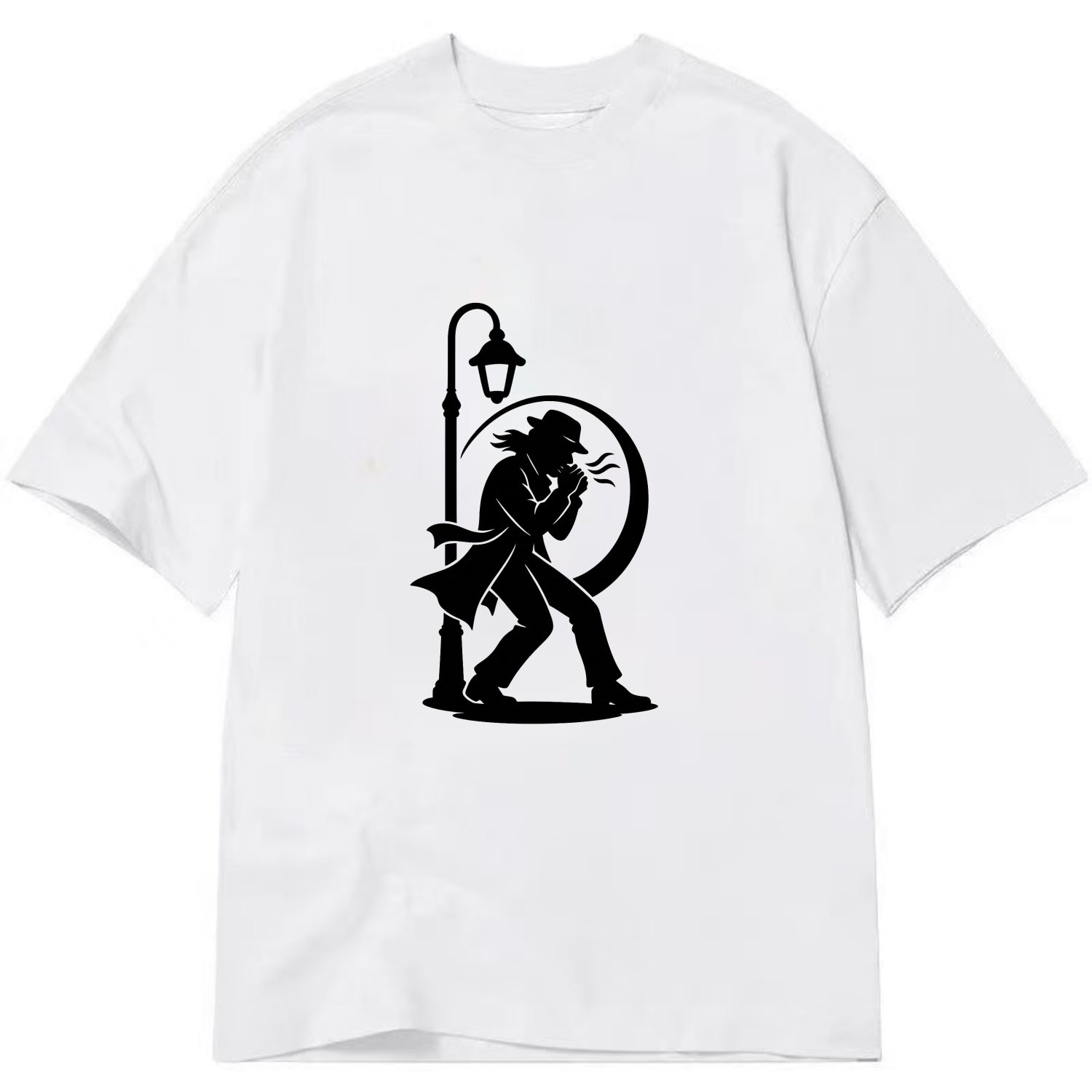 Blues harmonica player under streetlight - Classic T-shirt - White