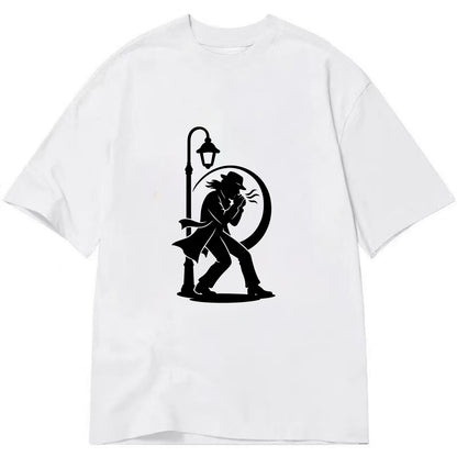 Blues harmonica player under streetlight - Classic T-shirt - White