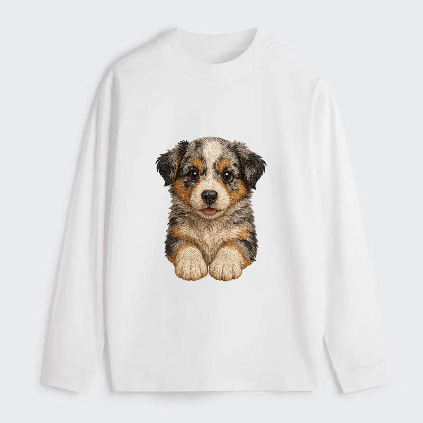 Baby Australian Shepherd Puppy - merle coat, bright eyes, fluffy, - Classic Long Sleeve Shirt - White