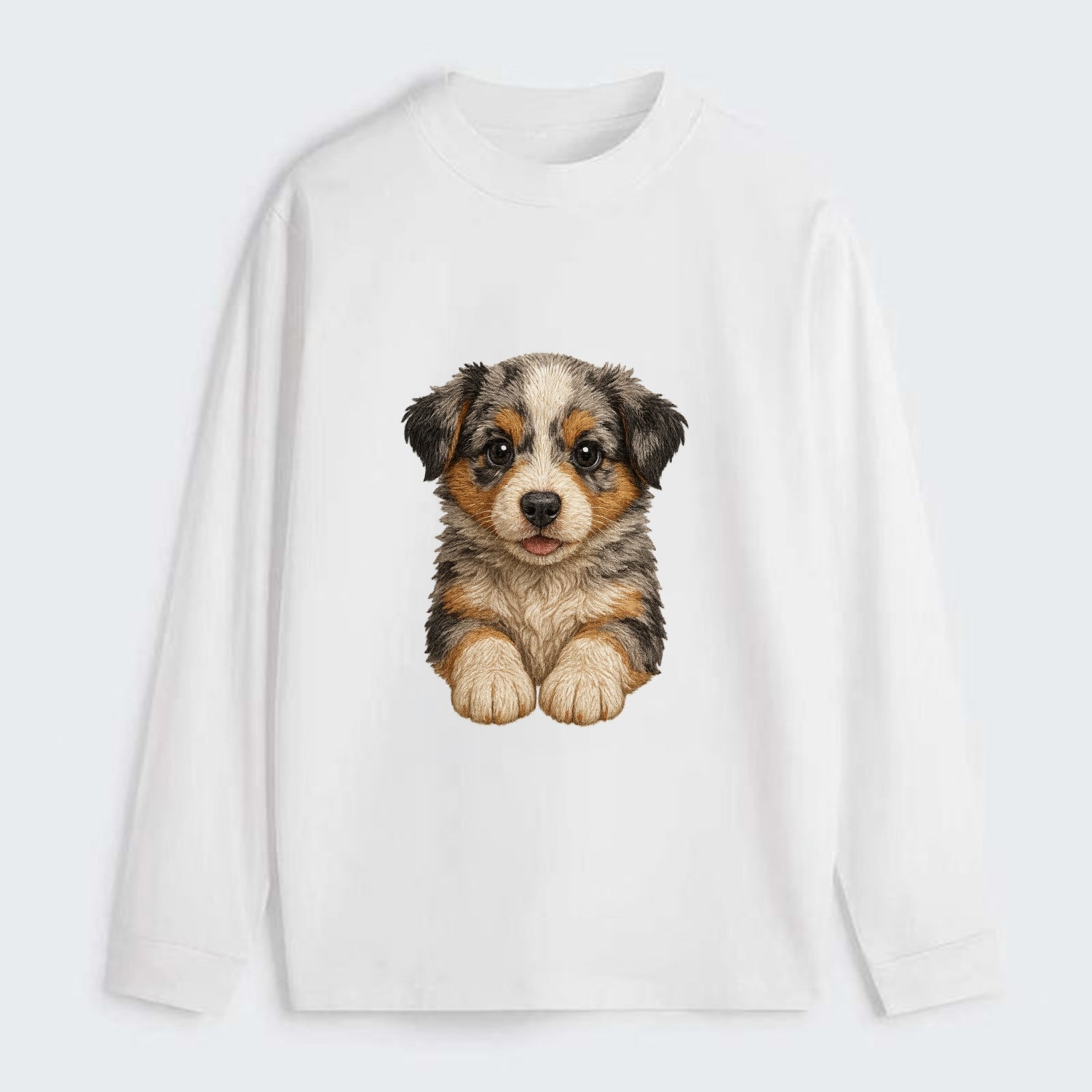 Baby Australian Shepherd Puppy - merle coat, bright eyes, fluffy, - Classic Long Sleeve Shirt - White