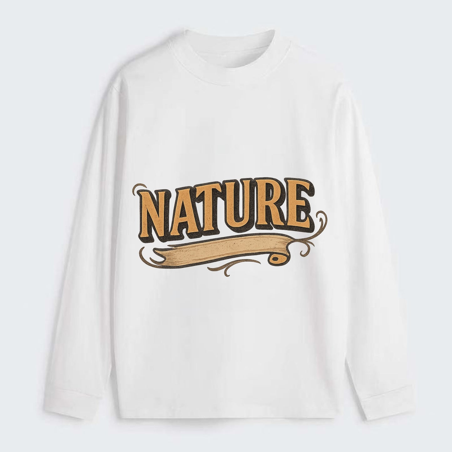 Bold typography design - "NATURE" - natural world, organic - Classic Long Sleeve Shirt - White
