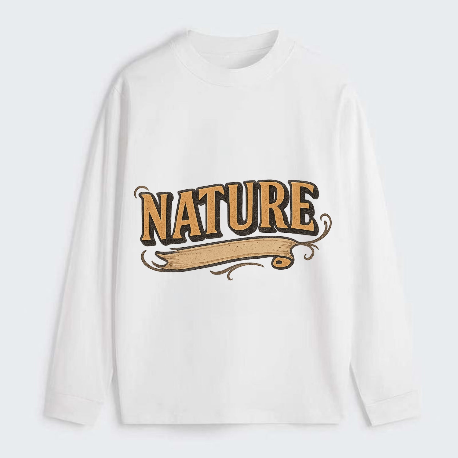 Bold typography design - "NATURE" - natural world, organic - Classic Long Sleeve Shirt - White