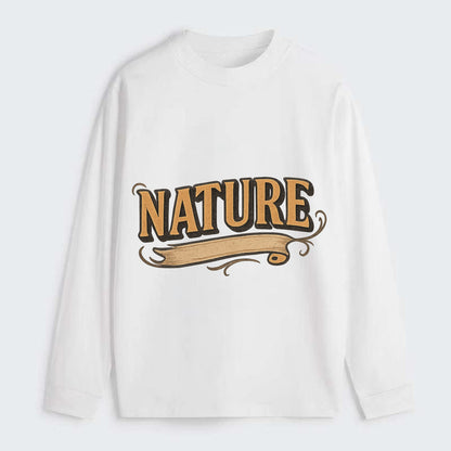 Bold typography design - "NATURE" - natural world, organic - Classic Long Sleeve Shirt - White