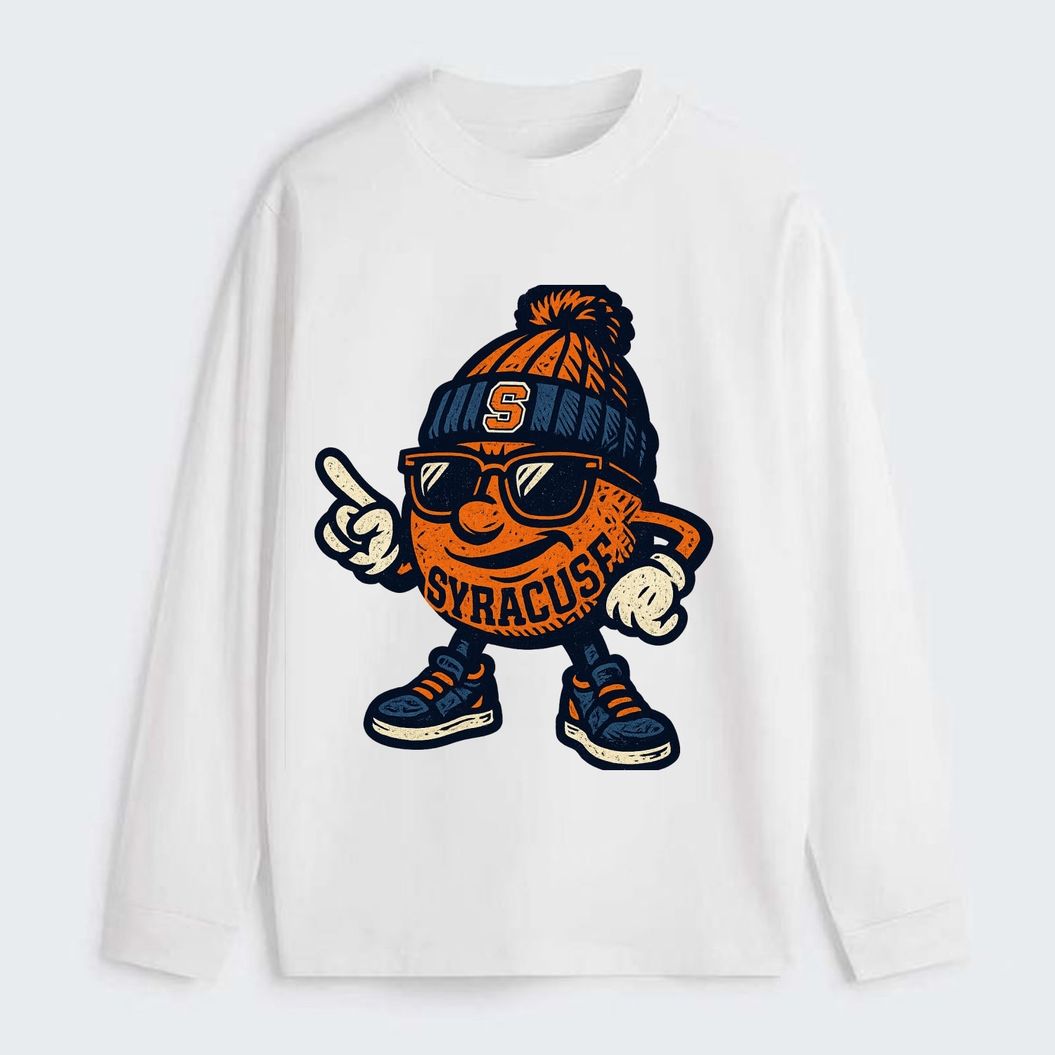 Syracuse Orange wearing Syracuse beanie with S patch - Classic Long Sleeve Shirt - White