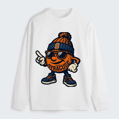 Syracuse Orange wearing Syracuse beanie with S patch - Classic Long Sleeve Shirt - White