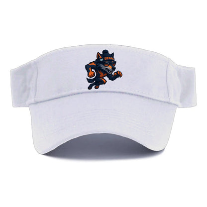 Chicago Wolf wearing Bears beanie with Lake Michigan patch and wayfarer sunglasses - Visor - White
