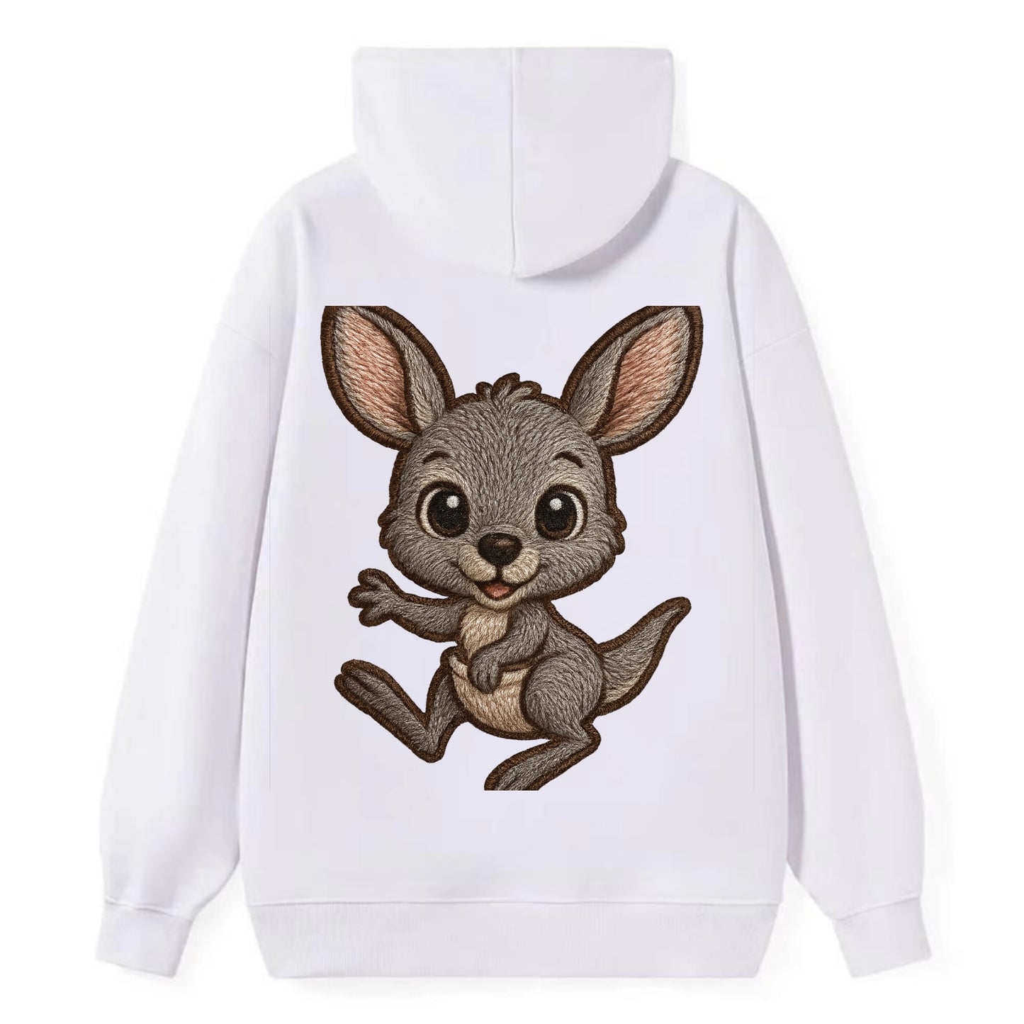 Baby Kangaroo Joey - gray fur, large ears, in pouch peek, bright eyes, - Classic Pullover Hoodie - White